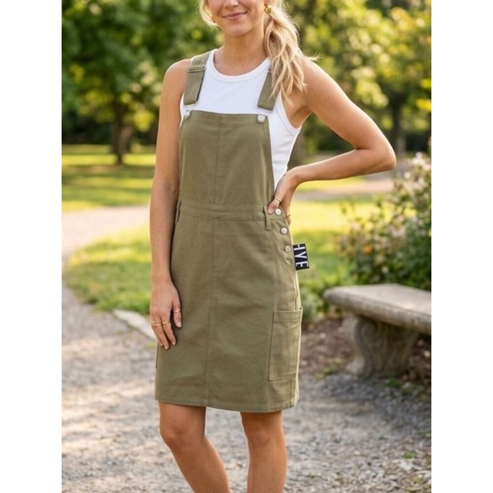 NEW HYFVE Olive Green Overall Dress